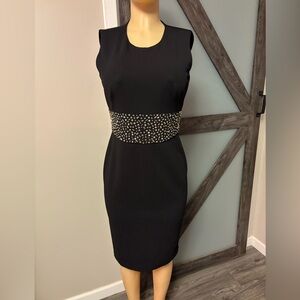Calvin Klein Black Party Dress with Embellished Waist 4 Stretch #27